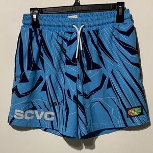 Slunks SCVC Lined Volleyball Shorts Arctic Snow Leopard Stripes Small